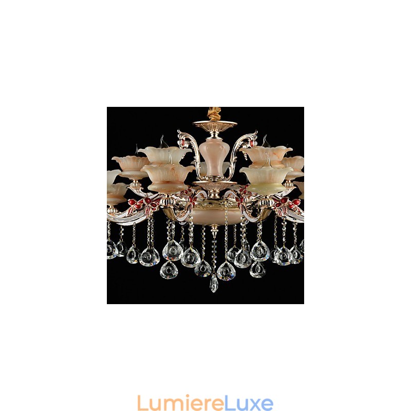 Suspension en alliage de zinc pour intérieur, style mini cristal, 15 ampoules