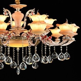 Suspension en alliage de zinc pour intérieur, style mini cristal, 15 ampoules
