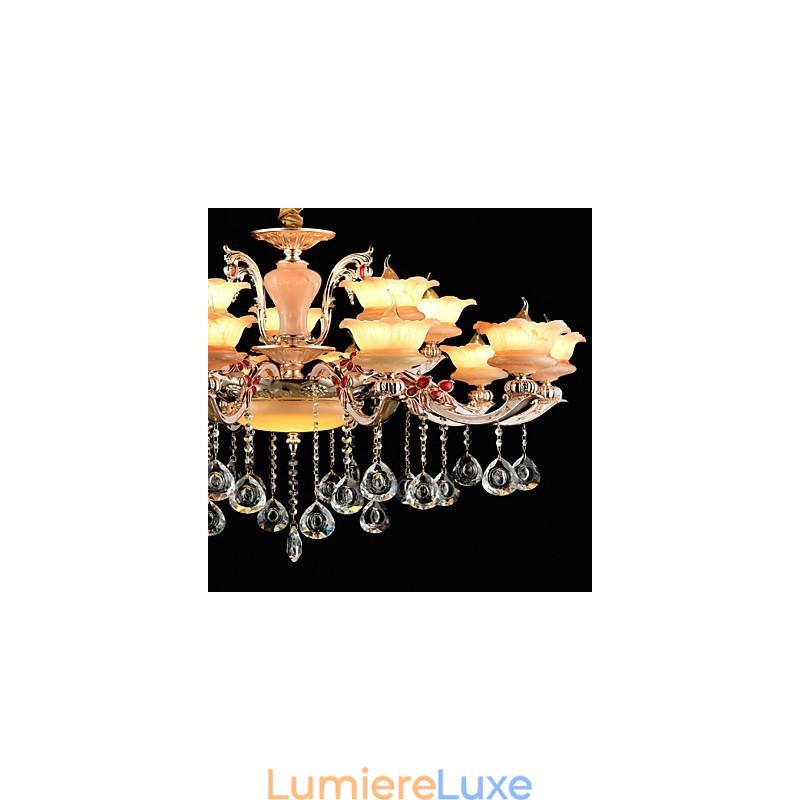 Suspension en alliage de zinc pour intérieur, style mini cristal, 15 ampoules
