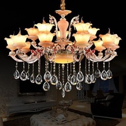 Suspension en alliage de zinc pour intérieur, style mini cristal, 15 ampoules
