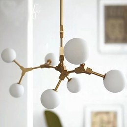 Suspension en bambou et bois de style mini, peinture classique traditionnelle