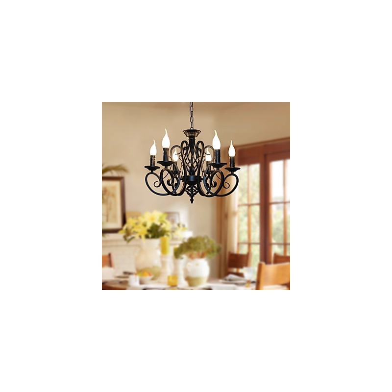 Lustre de style européen pour salle à manger, simple, original, innovant, bougies, 6 lumières