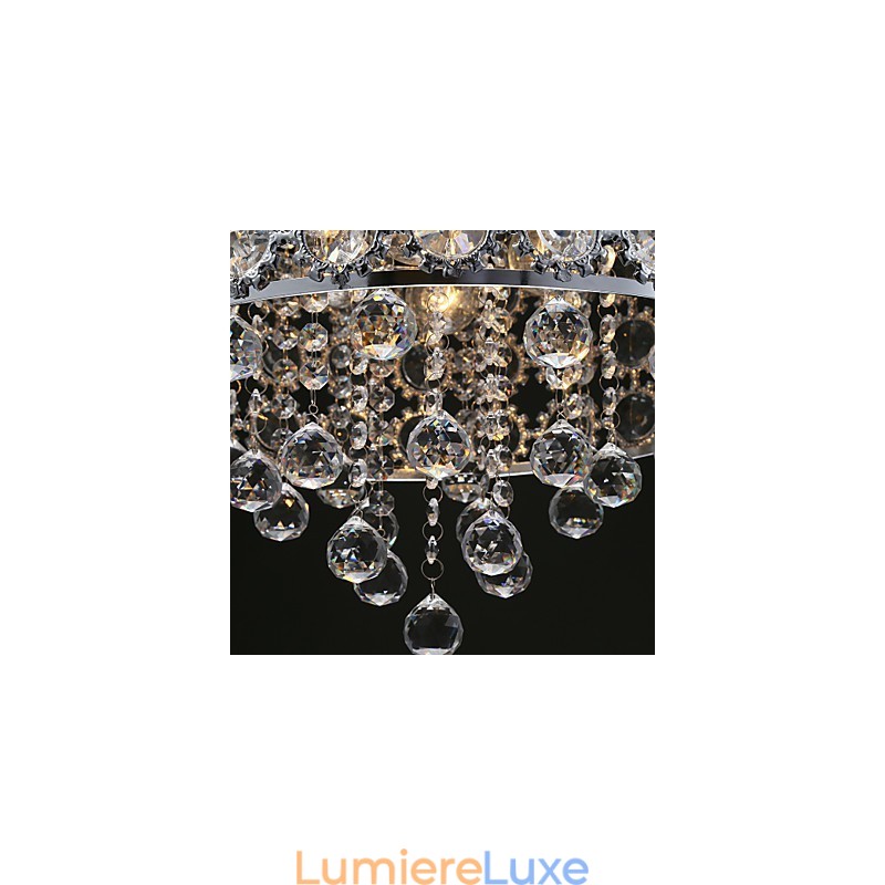 Lustre en cristal transparent K9 à 4 lumières, motif tournesol