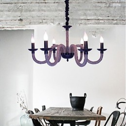 Lustre industriel en fer vintage pour loft, magasin, corde