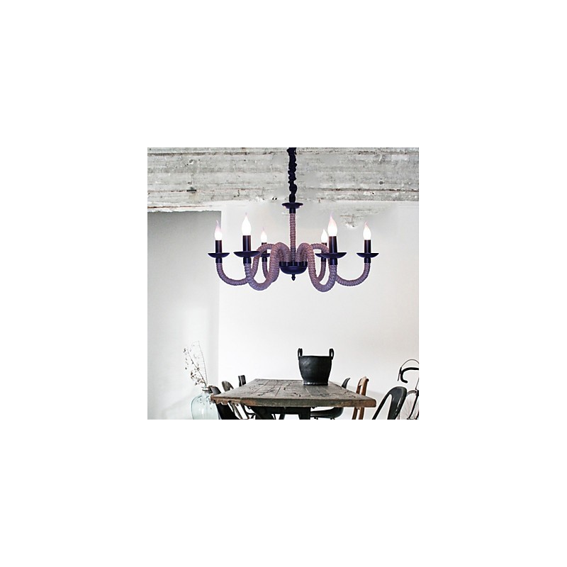 Lustre industriel en fer vintage pour loft, magasin, corde