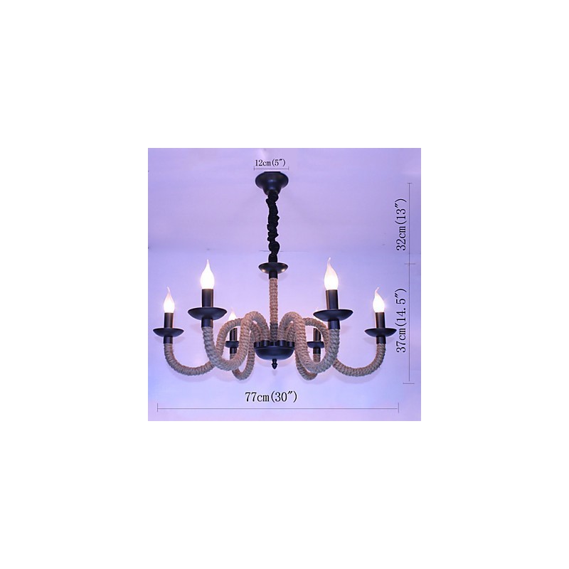 Lustre industriel en fer vintage pour loft, magasin, corde