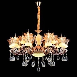 Suspension en alliage de zinc pour intérieur, style mini cristal, 15 ampoules