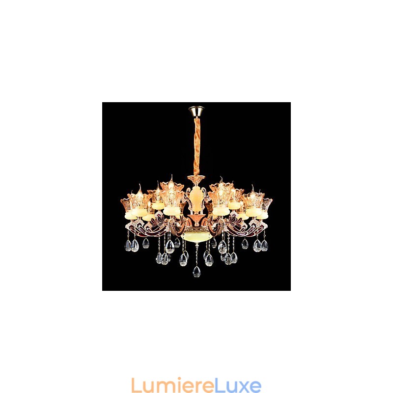 Suspension en alliage de zinc pour intérieur, style mini cristal, 15 ampoules