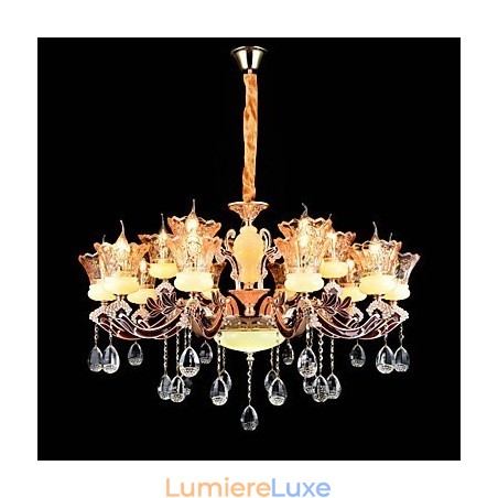 Suspension en alliage de zinc pour intérieur, style mini cristal, 15 ampoules Suspension en alliage de zinc pour intérieur, style mini cristal, 15 ampoules