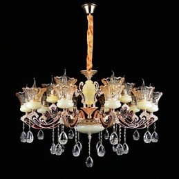Suspension en alliage de zinc pour intérieur, style mini cristal, 15 ampoules