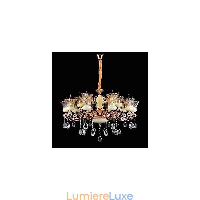 Suspension en alliage de zinc pour intérieur, style mini cristal, 15 ampoules