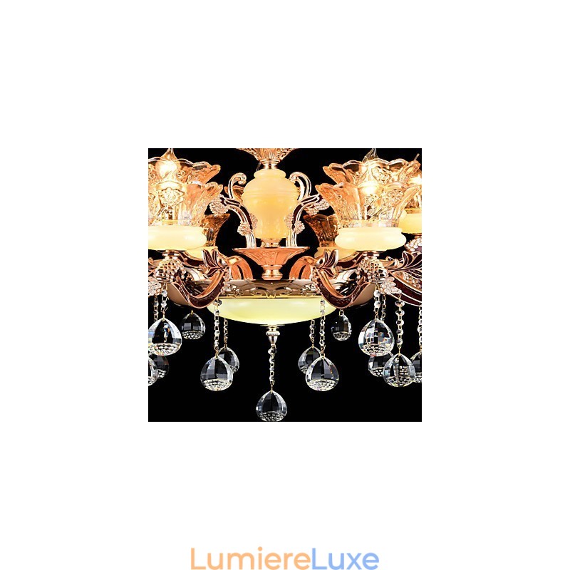 Suspension en alliage de zinc pour intérieur, style mini cristal, 15 ampoules