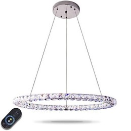 Suspension moderne en cristal, lustre moderne en cristal, plafonnier, luminaire d'intérieur à intensité variable avec télécommande
