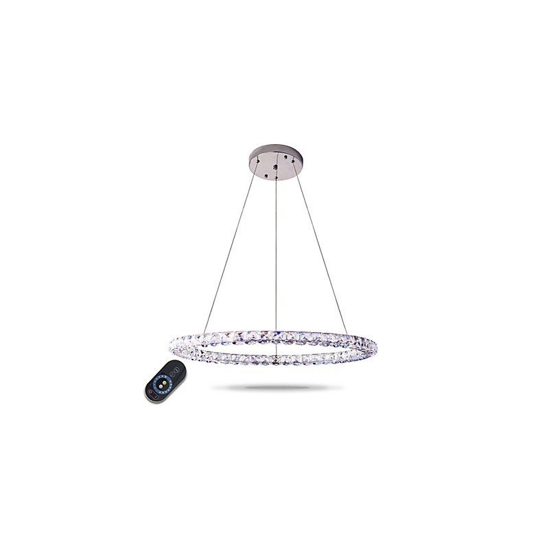 Suspension moderne en cristal, lustre moderne en cristal, plafonnier, luminaire d'intérieur à intensité variable avec télécommande