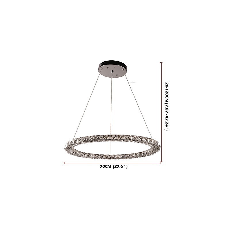 Suspension moderne en cristal, lustre moderne en cristal, plafonnier, luminaire d'intérieur à intensité variable avec télécommande