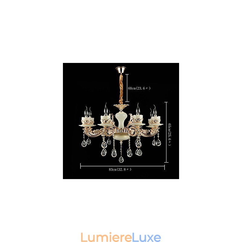 Lustre en alliage de zinc classique traditionnel pour mini lustre en métal à 8 ampoules