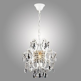 Lustre en fer peint avec lampe d'éclairage moderne en cristal transparent