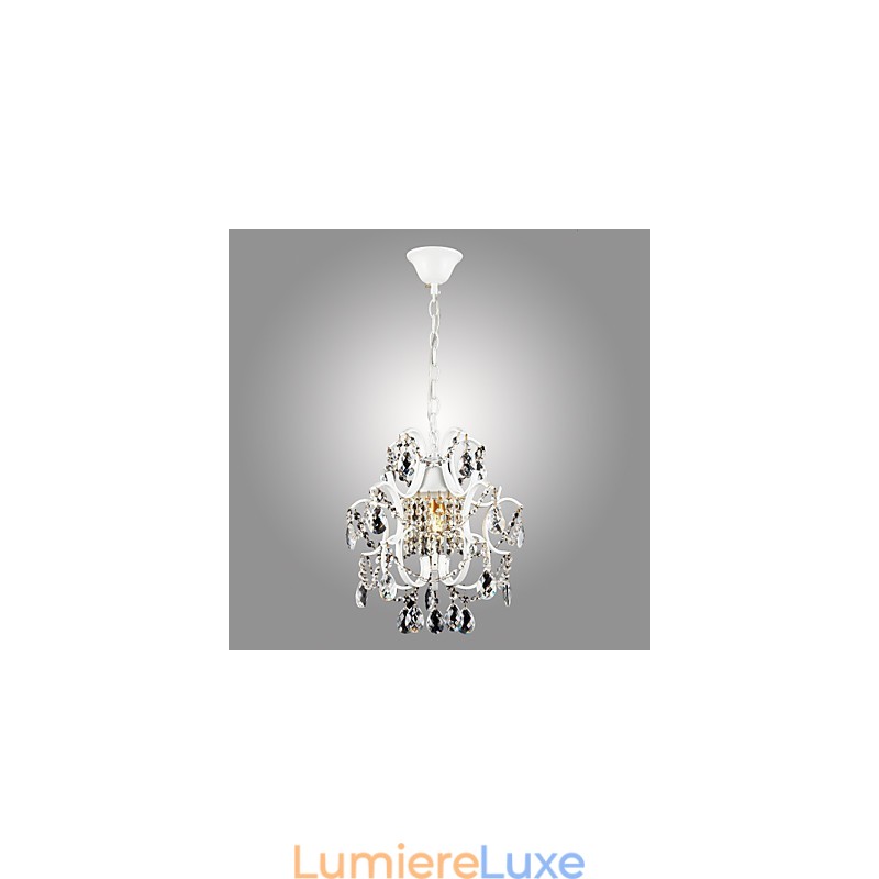 Lustre en fer peint avec lampe d'éclairage moderne en cristal transparent