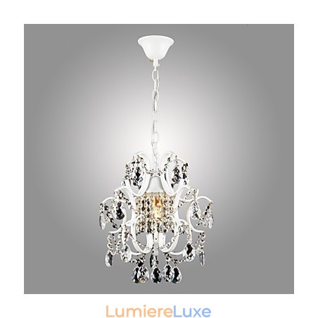 Lustre en fer peint avec lampe d'éclairage moderne en cristal transparent Lustre en fer peint avec lampe d'éclairage moderne en cristal transparent