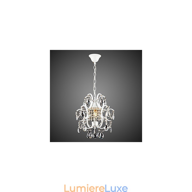 Lustre en fer peint avec lampe d'éclairage moderne en cristal transparent
