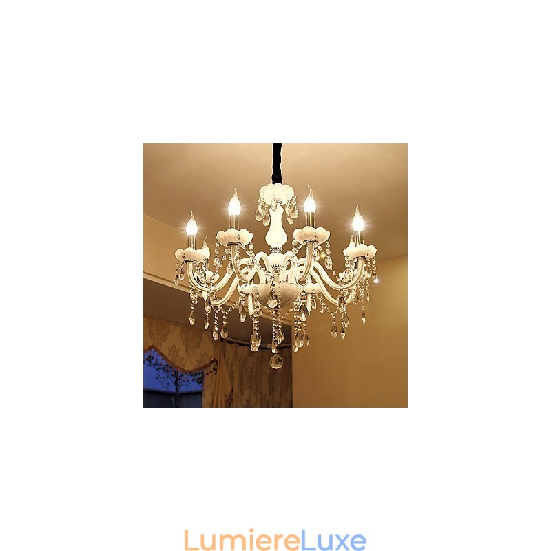 Lustre en verre de style bougie en cristal, moderne, contemporain, traditionnel, classique, autres caractéristiques