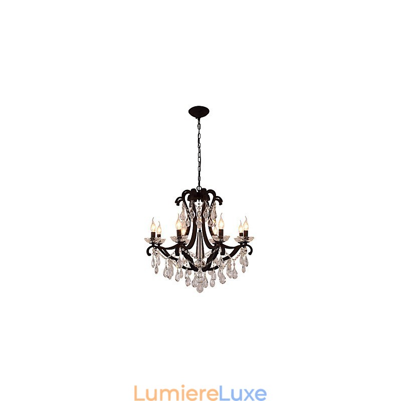Lustre en cristal à 8 lumières, style moderne, contemporain, traditionnel, classique, rustique, style lodge, vintage, rétro, lanterne, tambour, peinture de campagne