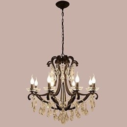 Lustre en cristal à 8 lumières, style moderne, contemporain, traditionnel, classique, rustique, style lodge, vintage, rétro, lanterne, tambour, peinture de campagne