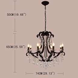 Lustre en cristal à 8 lumières, style moderne, contemporain, traditionnel, classique, rustique, style lodge, vintage, rétro, lanterne, tambour, peinture de campagne