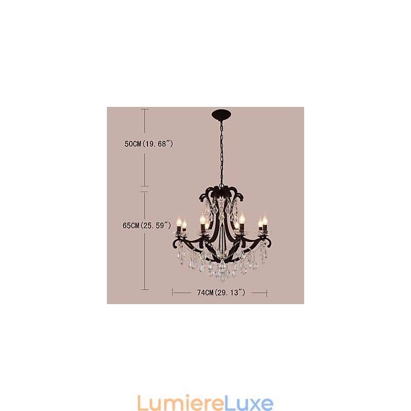Lustre en cristal à 8 lumières, style moderne, contemporain, traditionnel, classique, rustique, style lodge, vintage, rétro, lanterne, tambour, peinture de campagne