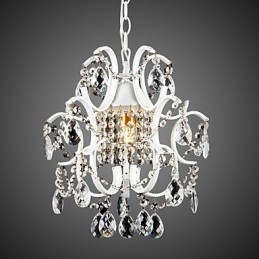 Lustre en fer peint avec lampe d'éclairage moderne en cristal transparent