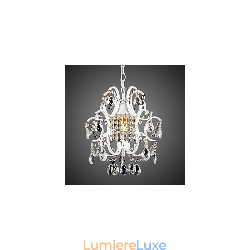 Lustre en fer peint avec lampe d'éclairage moderne en cristal transparent