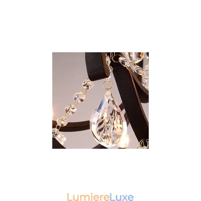Lustre en cristal à 8 lumières, style moderne, contemporain, traditionnel, classique, rustique, style lodge, vintage, rétro, lanterne, tambour, peinture de campagne