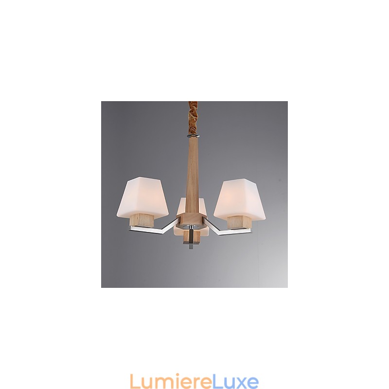 Lustre en bois et bambou galvanisé moderne et contemporain