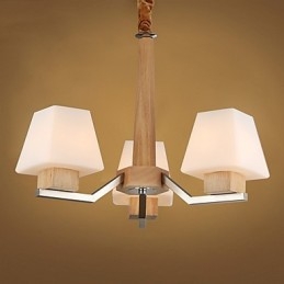 Lustre en bois et bambou galvanisé moderne et contemporain