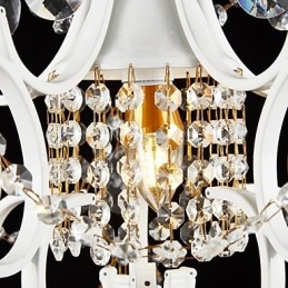 Lustre en fer peint avec lampe d'éclairage moderne en cristal transparent