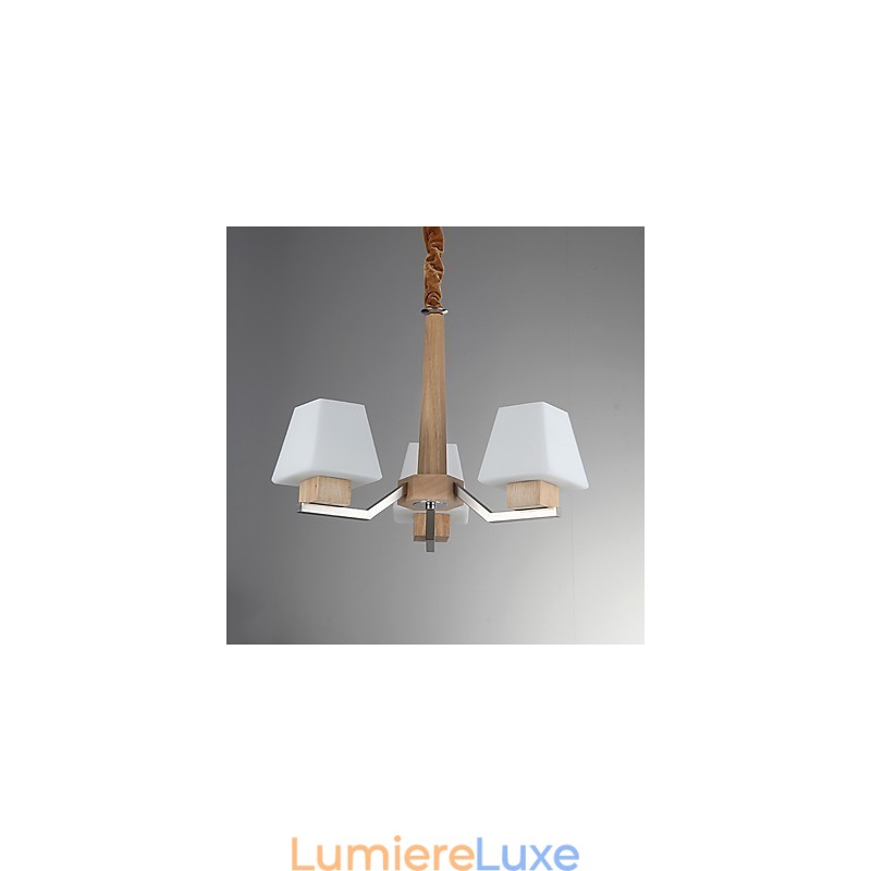 Lustre en bois et bambou galvanisé moderne et contemporain