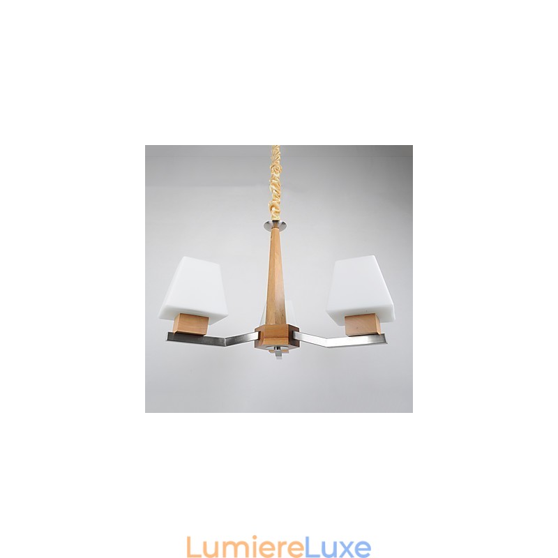 Lustre en bois et bambou galvanisé moderne et contemporain