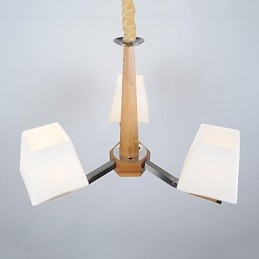 Lustre en bois et bambou galvanisé moderne et contemporain