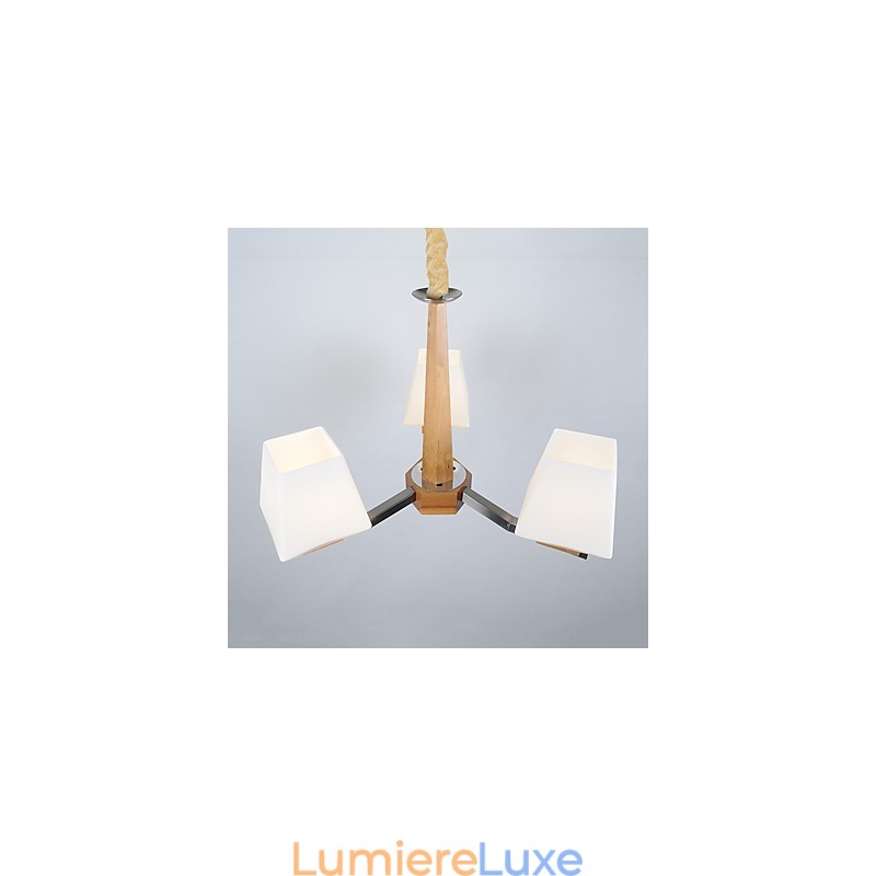 Lustre en bois et bambou galvanisé moderne et contemporain
