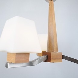 Lustre en bois et bambou galvanisé moderne et contemporain
