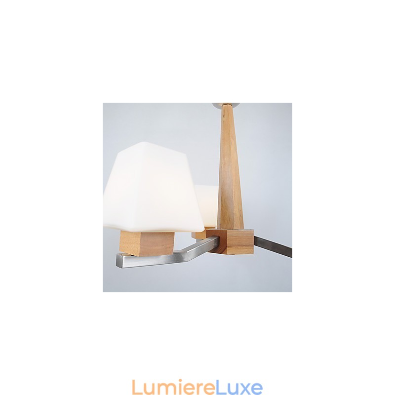 Lustre en bois et bambou galvanisé moderne et contemporain