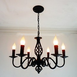 Lustre artistique chic et moderne à 6 ampoules en métal de style bougie pour l'intérieur
