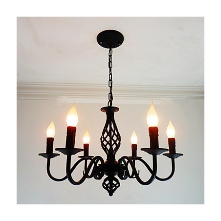 Lustre artistique chic et moderne à 6 ampoules en métal de style bougie pour l'intérieur Lustre artistique chic et moderne à 6 ampoules en métal de style bougie pour l'intérieur