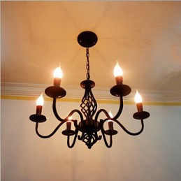 Lustre artistique chic et moderne à 6 ampoules en métal de style bougie pour l'intérieur