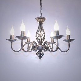Lustre artistique chic et moderne à 6 ampoules en métal de style bougie pour l'intérieur