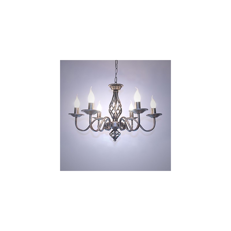Lustre artistique chic et moderne à 6 ampoules en métal de style bougie pour l'intérieur