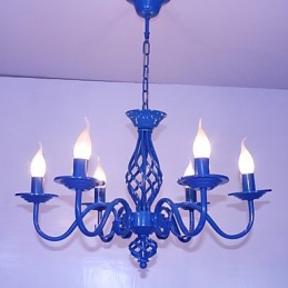 Lustre artistique chic et moderne à 6 ampoules en métal de style bougie pour l'intérieur
