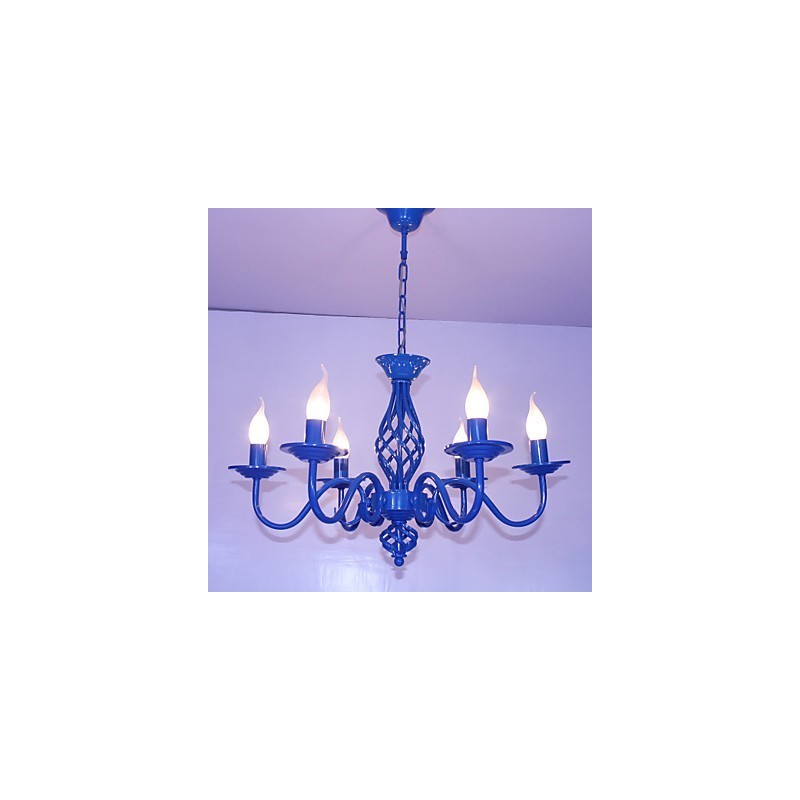 Lustre artistique chic et moderne à 6 ampoules en métal de style bougie pour l'intérieur