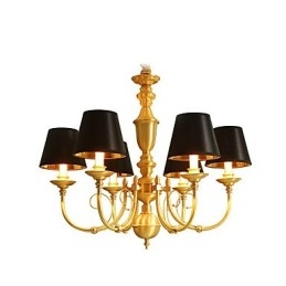 Lustre traditionnel classique en laiton pour mini style métal 6 ampoules