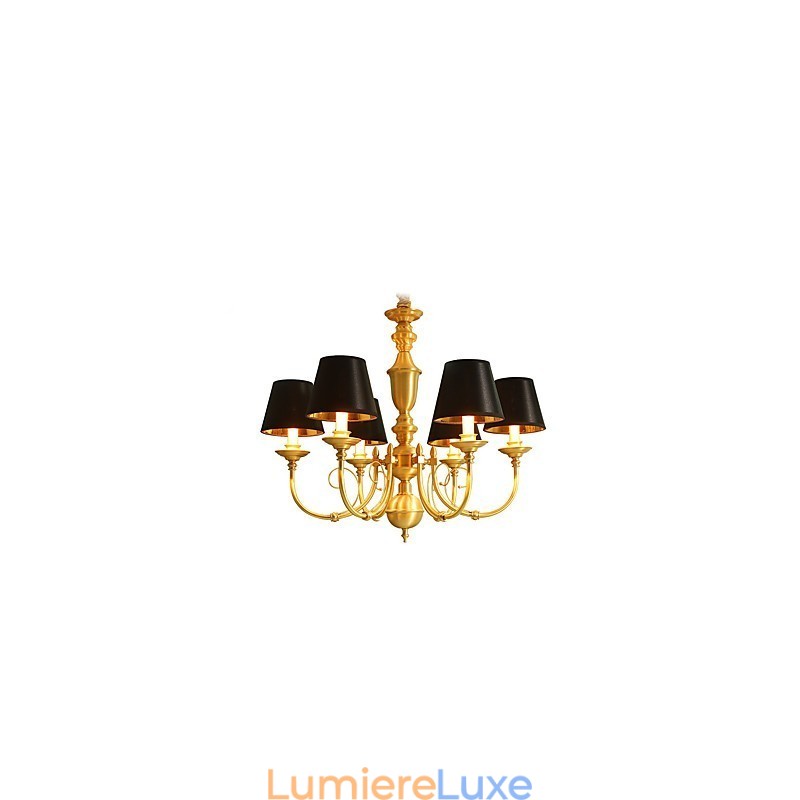 Lustre traditionnel classique en laiton pour mini style métal 6 ampoules